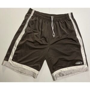 VTG Y2K AND1 Dazzle Smooth Shiny Silky Basketball Shorts Brown White Mesh XL